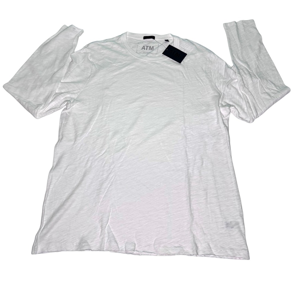ATM White Slub Long Sleeve T-Shirt Mens Large AM4146-FK L